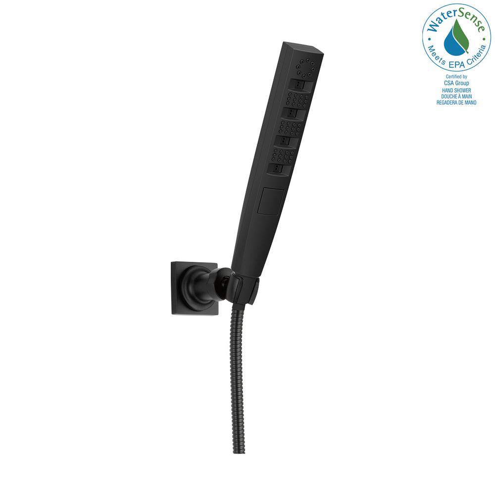 Zura 5-Spray 1.3 in. Single Wall Mount Handheld H2Okinetic Shower Head in Matte Black - Super Arbor