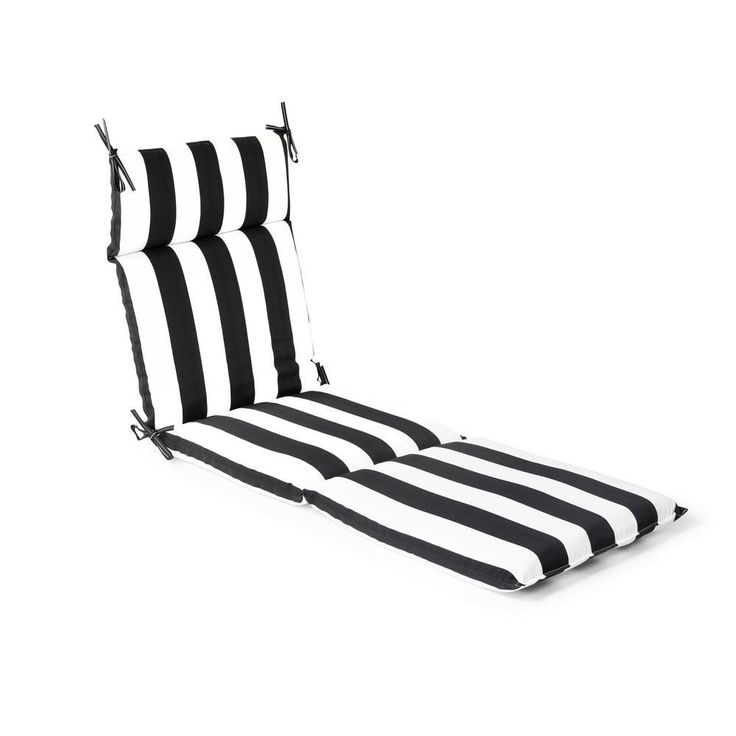21.5 in. x 72 in. x 4 in. Black Cabana Stripe Outdoor Chaise Lounge Cushion