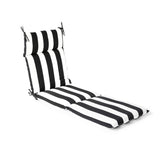 21.5 in. x 72 in. x 4 in. Black Cabana Stripe Outdoor Chaise Lounge Cushion