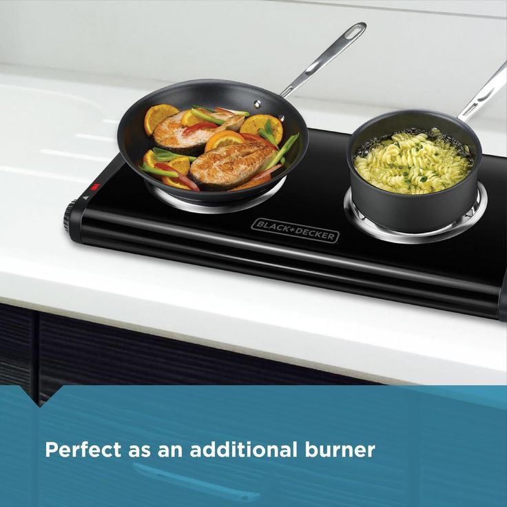 2-Burner 12 in. Black Hot Plate with Temperature Controls