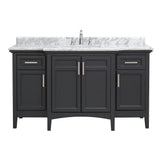 Sassy 60 in. Vanity in White with Marble Vanity Top in Carrara White - Super Arbor