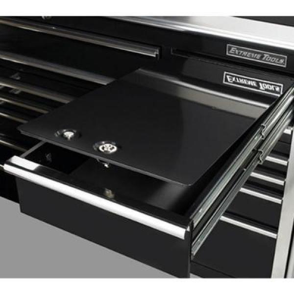 55 in. 11-Drawer Professional Roller Cabinet with Stainless Steel Work Surface in Black - Super Arbor