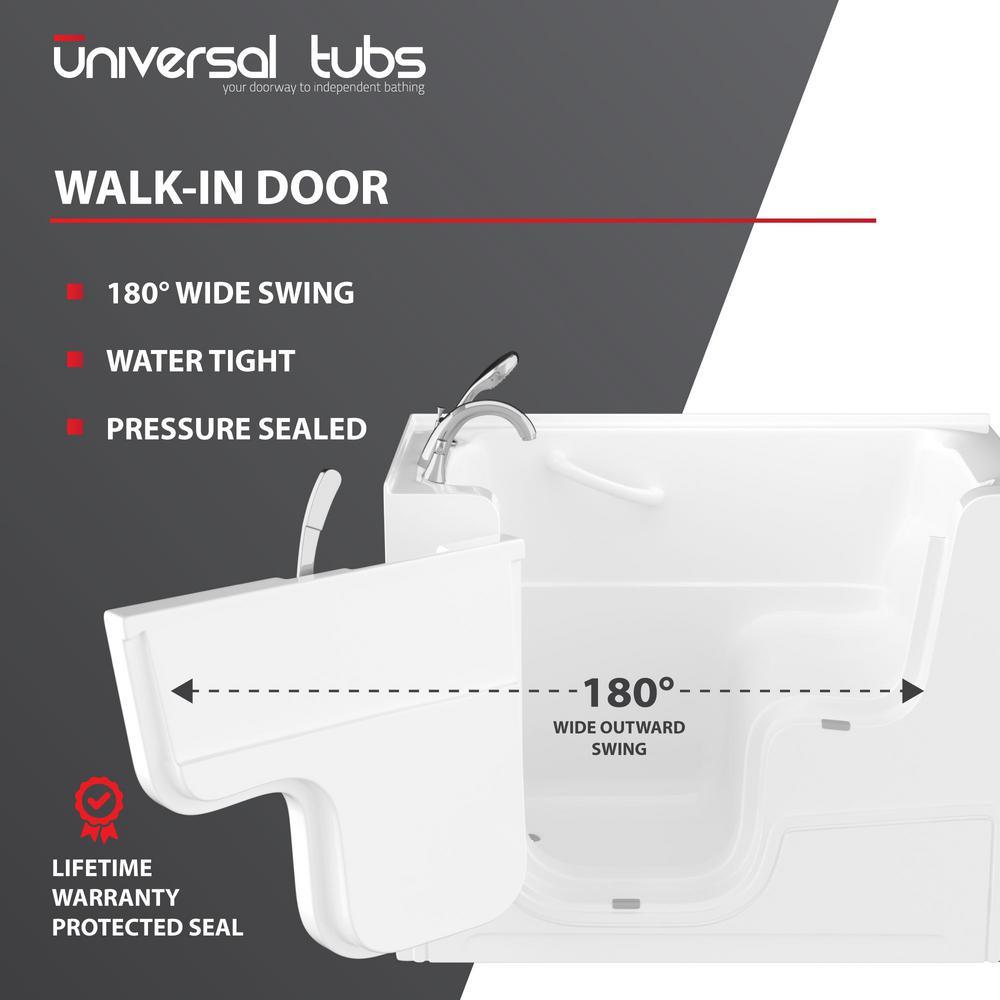 HD Series 29 in. x 53 in. Left Drain Wheelchair Access Walk-In Soaking Bathtub in White - Super Arbor