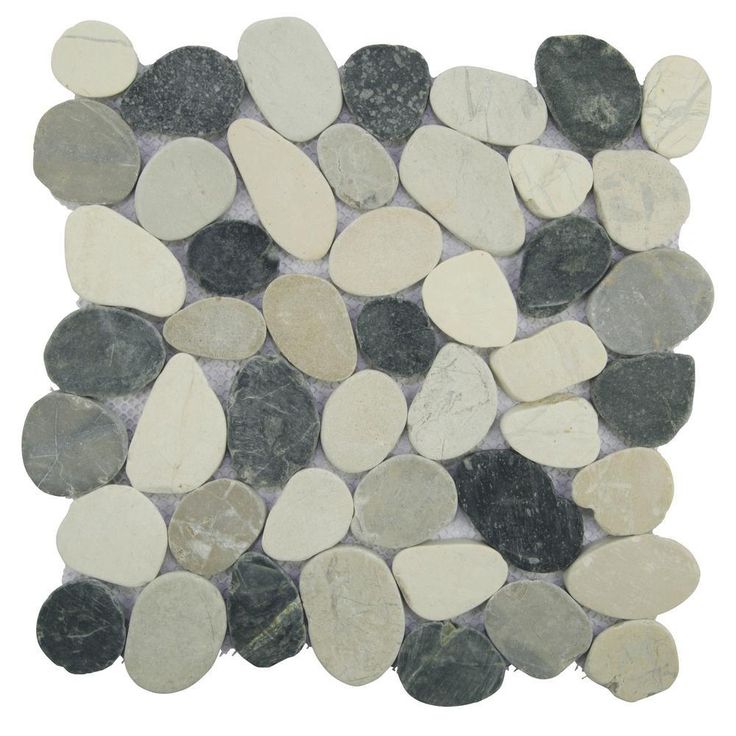 Cruz Bay Sliced Pebble Tile  Black 11-1/2 in. x 11-1/2 in. x 9.5mm Honed Pebble Mosaic Tile (10.12 sq. ft. / case)