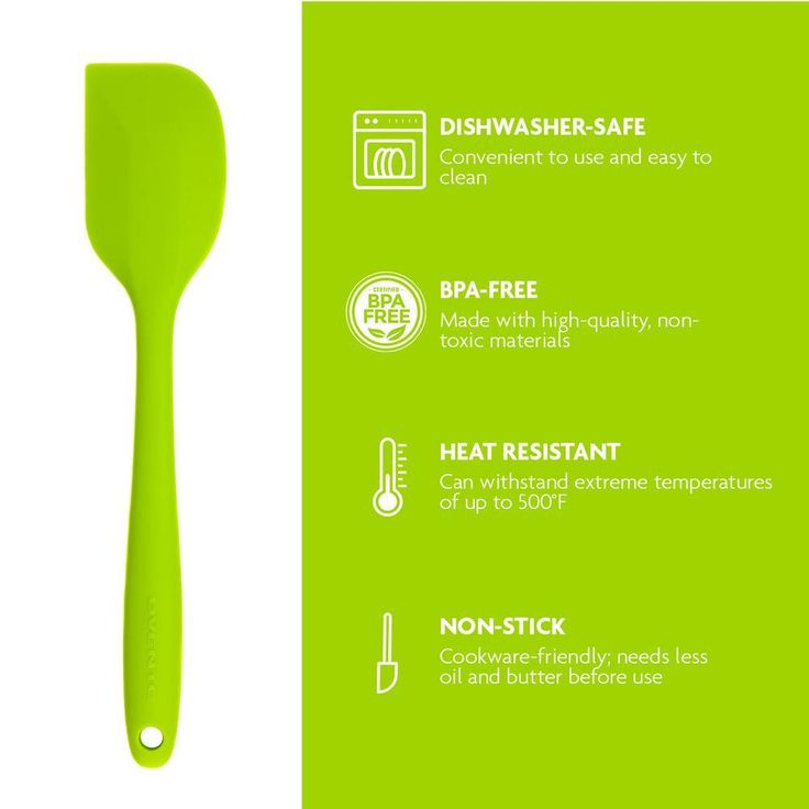 Premium Silicone BPA-Free, Spatula, Stainless Steel Core 500F Heat-Resistant, Non-Stick, Dishwasher Safe, (SP1001G)