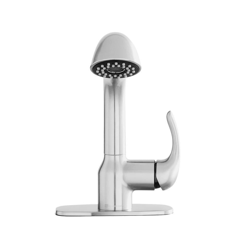 Dunning Single-Handle Pull-Out Laundry Faucet with Dual Spray Function in Stainless Spot Resistant - Super Arbor