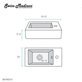 Swiss Madison Voltaire 19.5 in. x 10 in. Rectangular Ceramic Wall Hung Vessel Sink with Right Side Faucet Mount in White