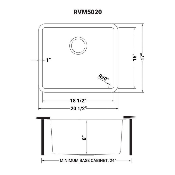 20 in. Single Bowl Undermount Stainless Steel Bar Prep Kitchen Sink
