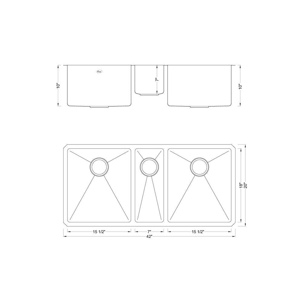 Undermount 16-Gauge Stainless Steel 42 in. x 20 in x 10 in. Triple Bowl Kitchen Sink with Collapsible Silicone Colanders - Super Arbor