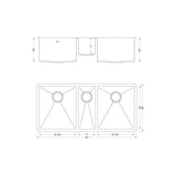 Undermount 16-Gauge Stainless Steel 42 in. x 20 in x 10 in. Triple Bowl Kitchen Sink with Collapsible Silicone Colanders - Super Arbor