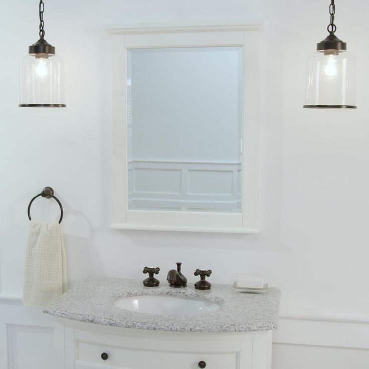 24 in. W x 32 in. H Framed Rectangular  Bathroom Vanity Mirror in Ivory
