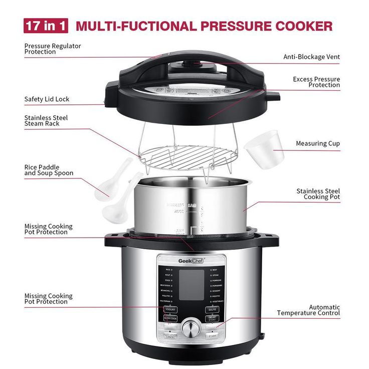 6 Qt. Stainless Steel Electric Pressure Cooker with 17-in-1 Multi-Functions