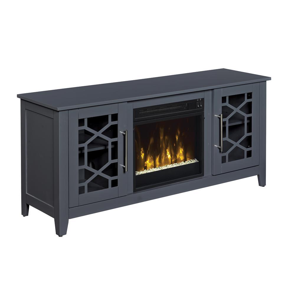 Clarion 54 in. Media Console Electric Fireplace in Cool Gray - Super Arbor