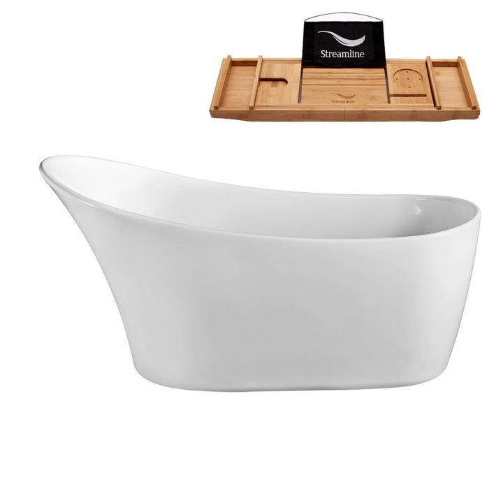 59 in. Acrylic Flat Bottom Non-Whirlpool Bathtub in Glossy White - Super Arbor