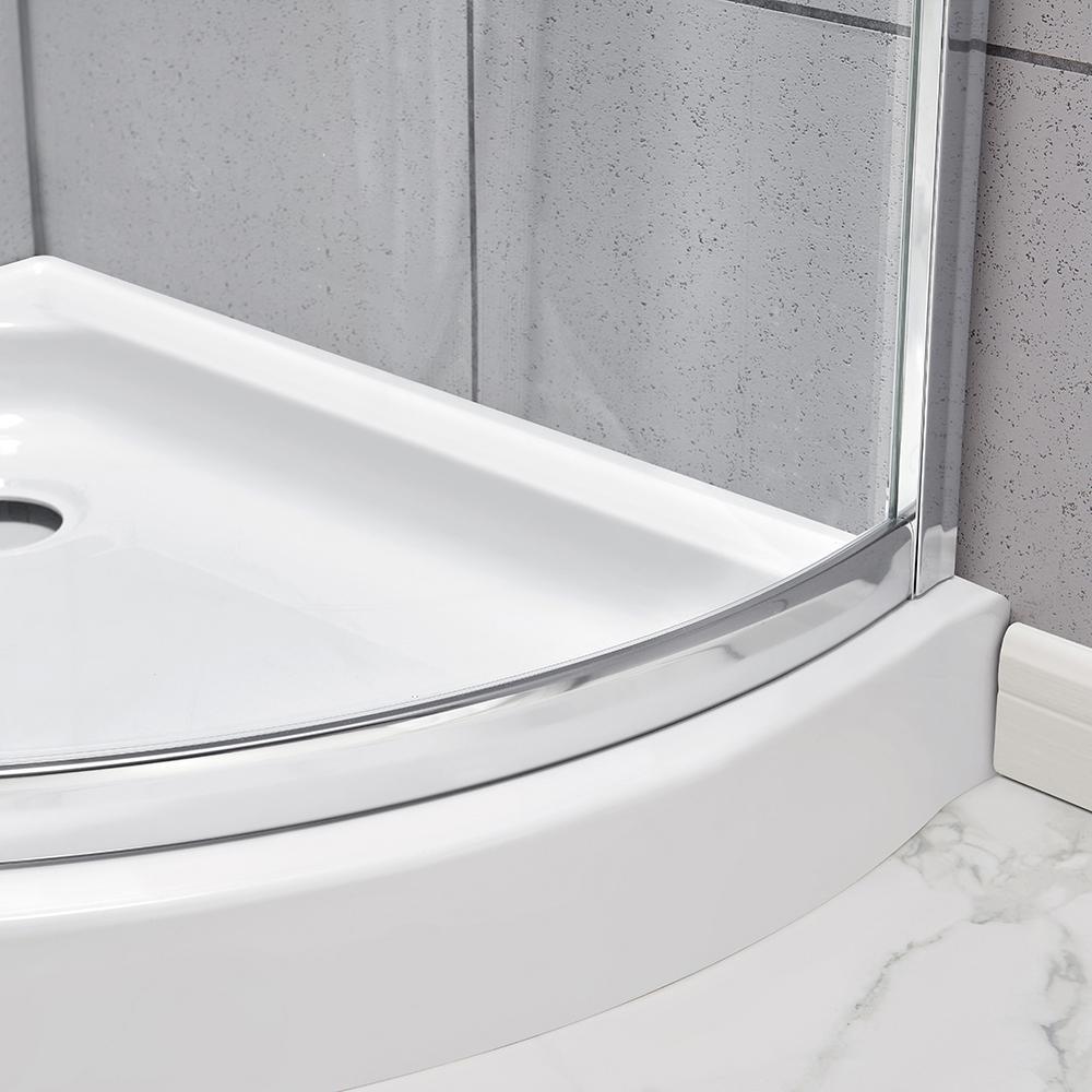 Maia 34 in. x 72.80 in. Semi-Frameless Sliding Shower Door in Chrome with 34 in. x 34 in. Base in White - Super Arbor