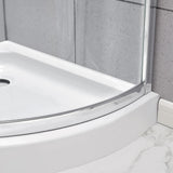 Maia 34 in. x 72.80 in. Semi-Frameless Sliding Shower Door in Chrome with 34 in. x 34 in. Base in White - Super Arbor