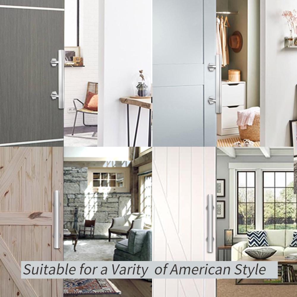 12 in. Stainless Steel Hexagon Pull and Flush Sliding Barn Door Handle Set - Super Arbor