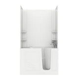 Rampart Nova Heated 5 ft. Walk-in Whirlpool Bathtub with 6 in. Tile Easy Up Adhesive Wall Surround in Biscuit - Super Arbor