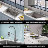 Loften Dual Mount Drop-In Stainless Steel 25 in. 1-Hole Single Bowl Kitchen Sink - Super Arbor