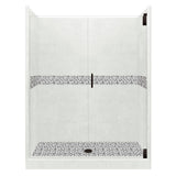 Del Mar Grand Hinged 36 in. x 54 in. x 80 in. Center Drain Alcove Shower Kit in Natural Buff and Satin Nickel Hardware - Super Arbor