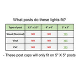 Relightable Solar 5 in. x 5 in. Gold Vinyl Outdoor Post Cap Deck Lights (4-Pack) - Super Arbor