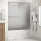 Everly 60 in. x 59-1/4 in. Mod Semi-Frameless Sliding Bathtub Door in Bronze and 1/4 in. (6mm) Niebla Glass - Super Arbor