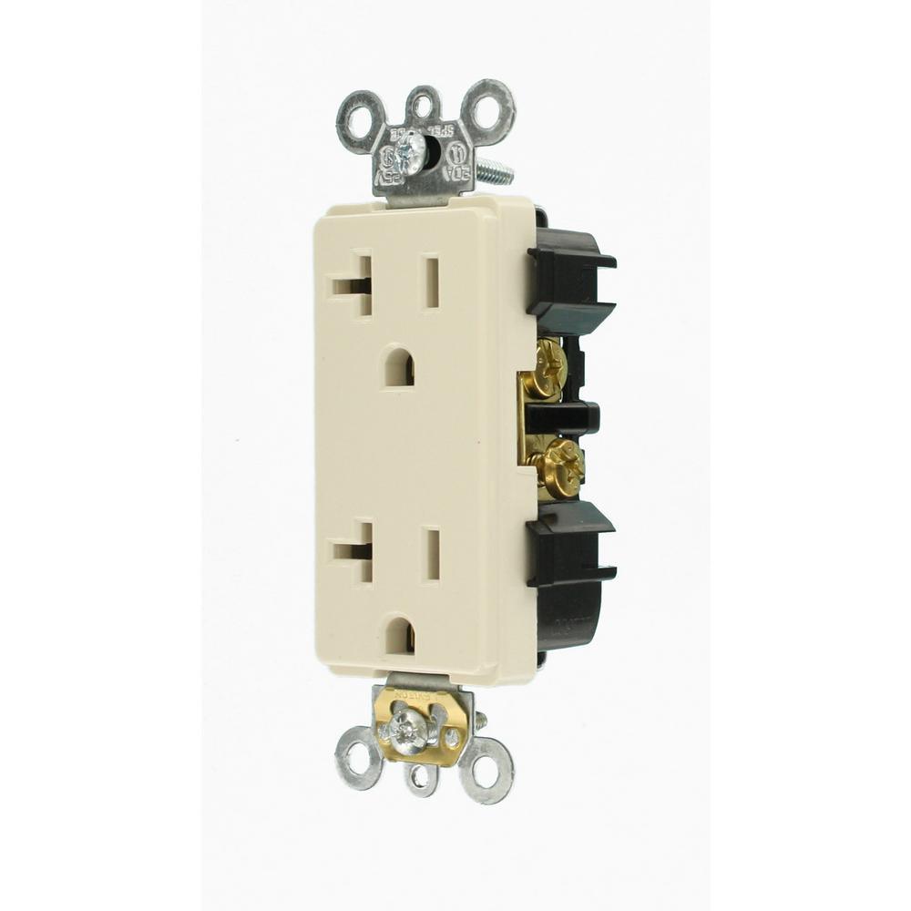 Decora Plus 20 Amp Industrial Grade Duplex Outlet, Light Almond - Super Arbor