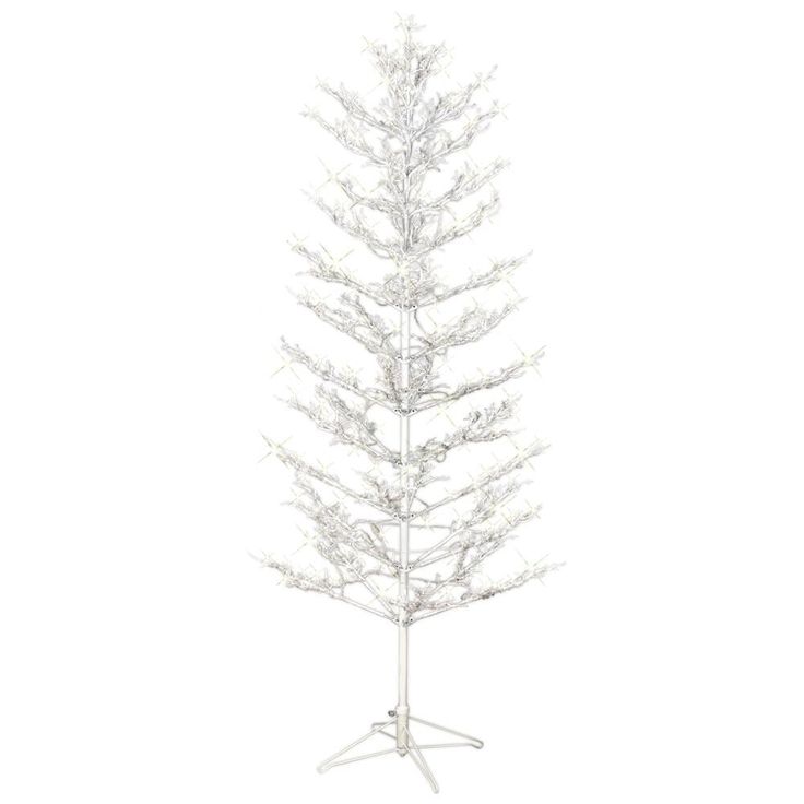 GE 7-ft Winterberry Pre-Lit Twig Slim White Artificial Christmas Tree with 400 Constant Cool White LED Lights