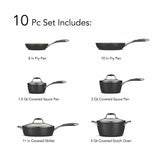 Gourmet Ceramica Deluxe 10-Piece Metallic Black Cookware Set with Lids