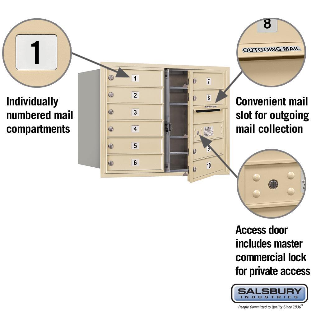 3700 Horizontal Series 10-Compartment Recessed Mount Mailbox - Super Arbor