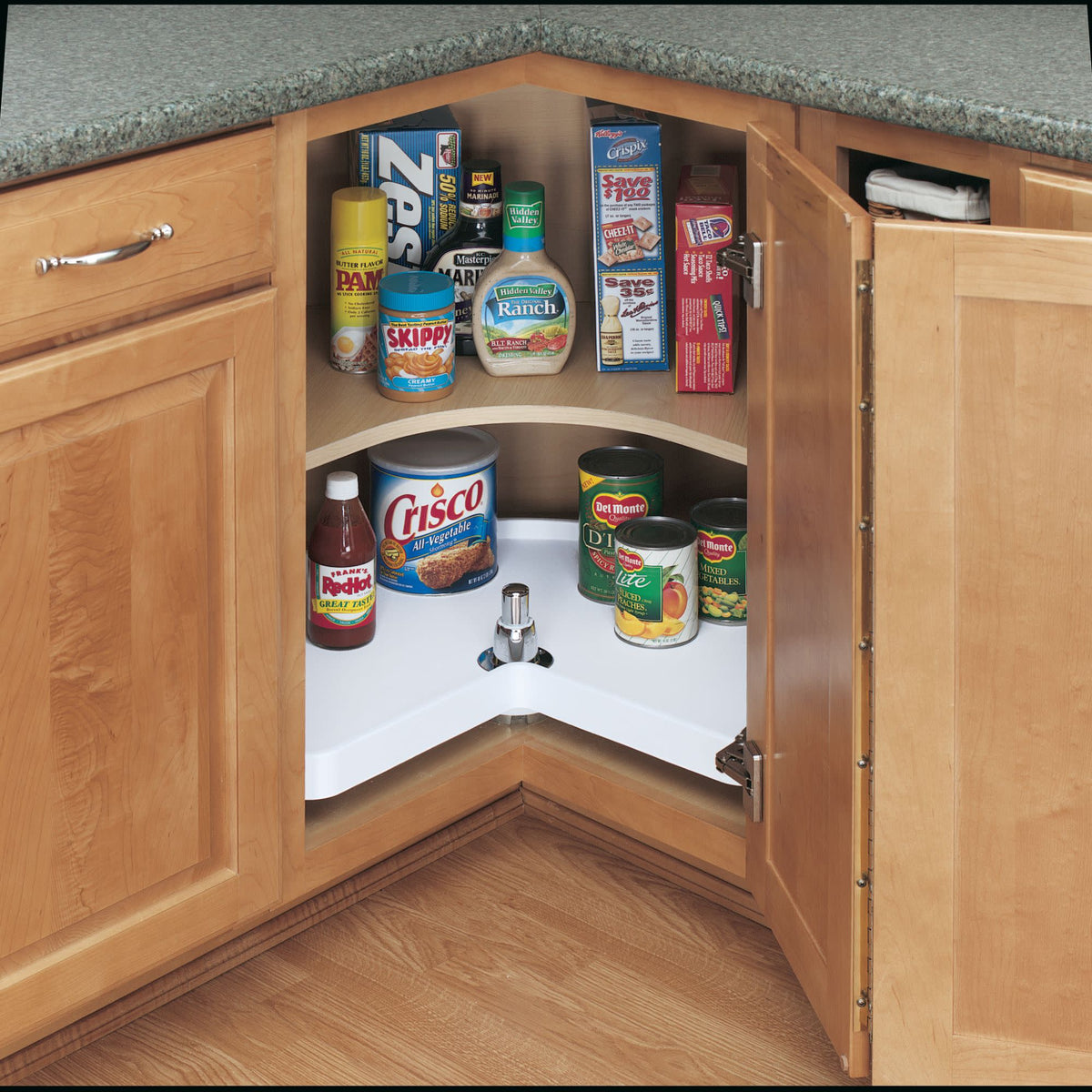 Rev-A-Shelf 32 in White Polymer Kidney Lazy Susan, Bottom Mount (Single Shelf)