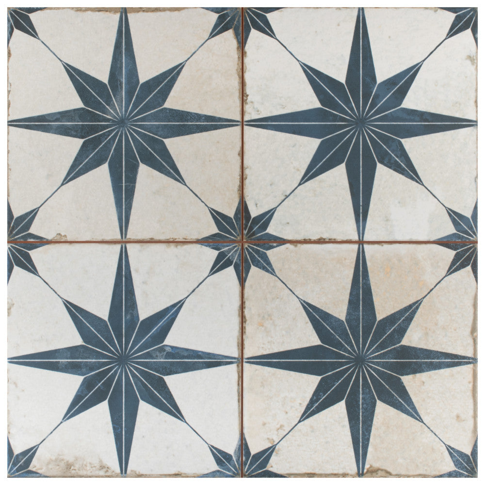 Merola Tile Kings Star Blue 17-5/8 in. x 17-5/8 in. Ceramic Floor and Wall Tile