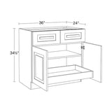Home Decorators Collection Grayson 36 in. W x 24 in. D x 34.5 in. H Assembled Plywood Base Kitchen Cabinet in Pearl Gray with 1ROT Soft Close