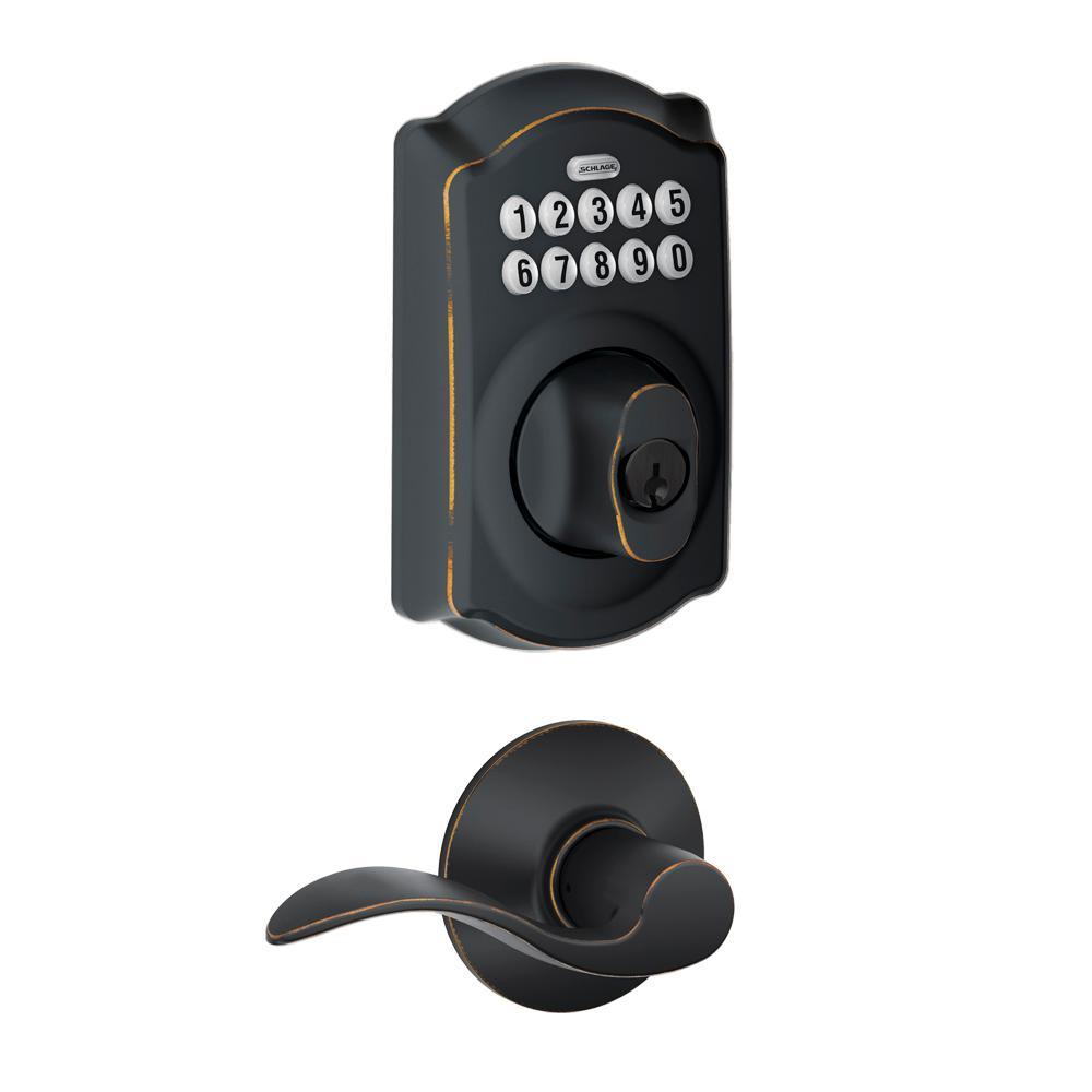Camelot Satin Nickel Electronic Door Lock Deadbolt with Accent Door Lever - Super Arbor