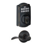 Camelot Satin Nickel Electronic Door Lock Deadbolt with Accent Door Lever - Super Arbor