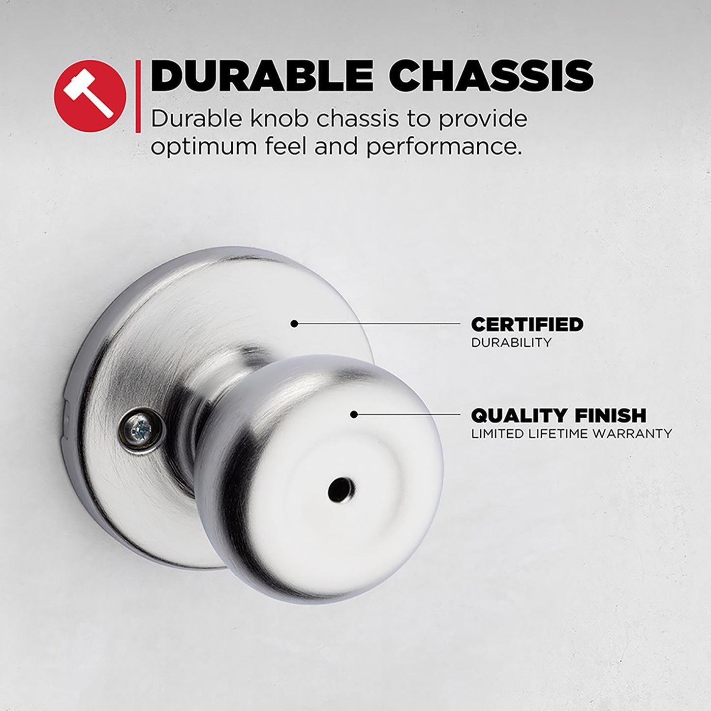 Kwikset Tylo Satin Chrome Privacy Knob, Right or Left Handed