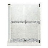 Newport Grand Hinged 42 in. x 48 in. x 80 in. Right-Hand Corner Shower Kit in Wet Cement and Black Pipe Hardware - Super Arbor
