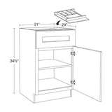 Home Decorators Collection Newport 21 in. W x 24 in. D x 34.5 in. H Assembled Plywood Base Kitchen Cabinet in Deep Onyx with Cutlery Soft Close RH