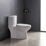 1-Piece 1.1 GPF /1.6 GPF Dual Flush High Efficiency Elongated Toilet in White Seat Included - Super Arbor