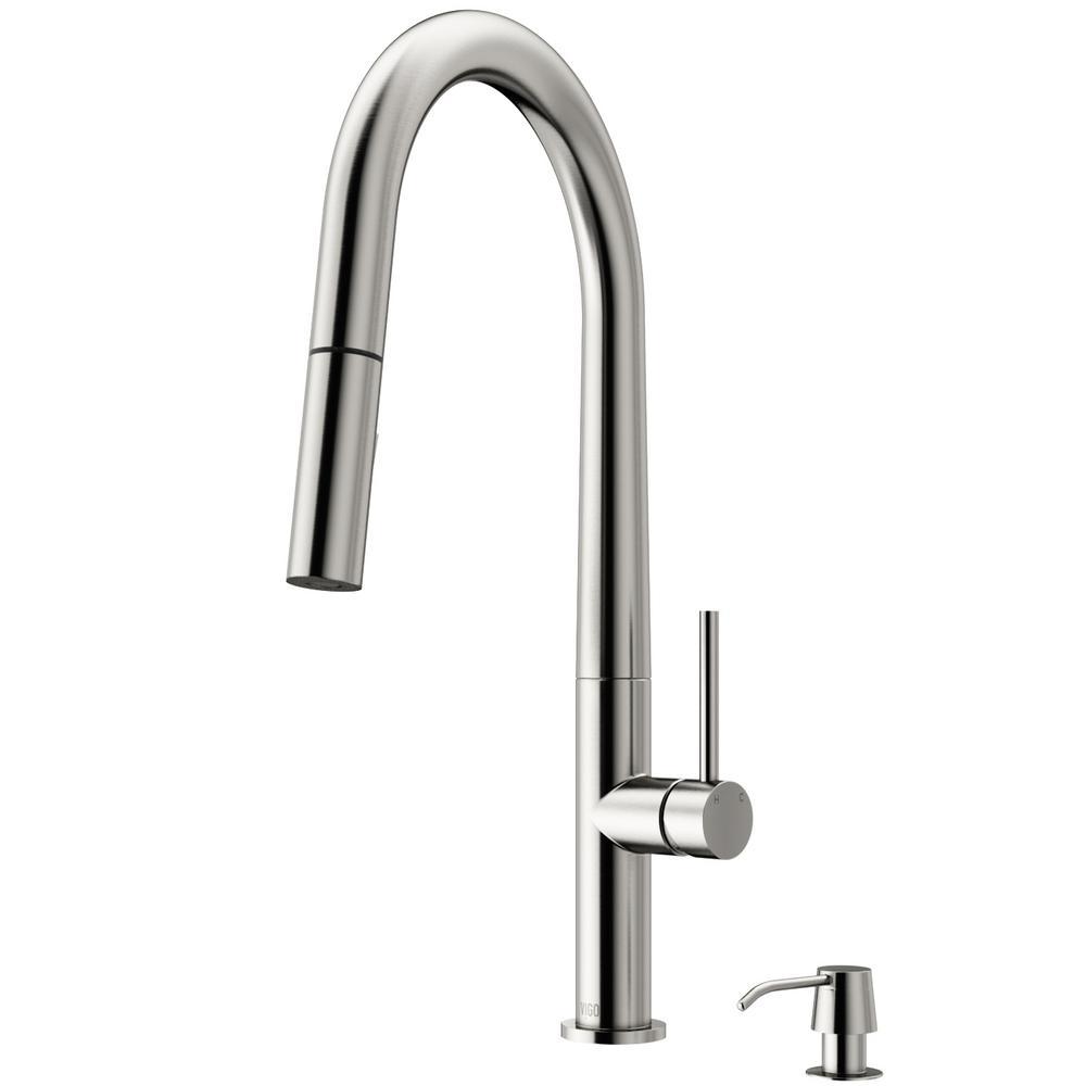 Greenwich Single-Handle Pull-Down Sprayer Kitchen Faucet with Soap Dispenser in Matte Gold - Super Arbor