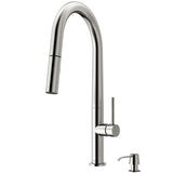 Greenwich Single-Handle Pull-Down Sprayer Kitchen Faucet with Soap Dispenser in Matte Gold - Super Arbor
