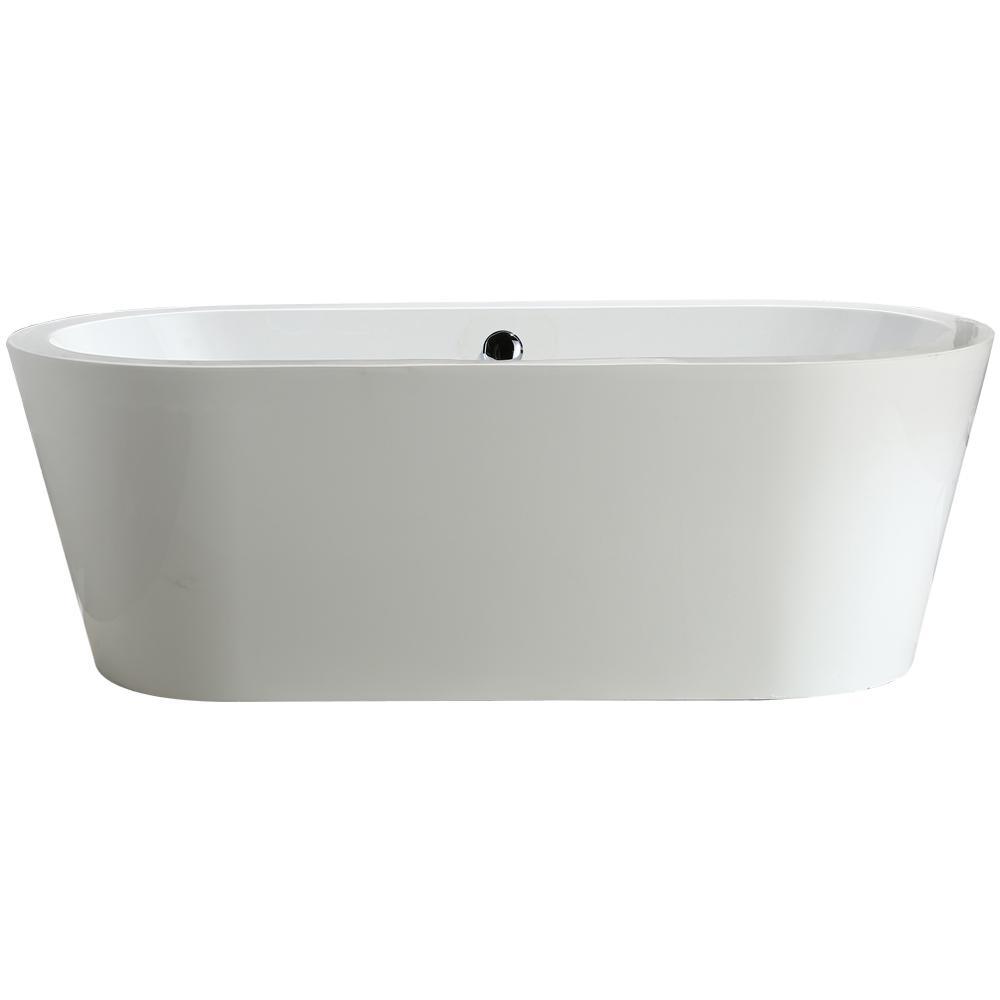 Melania 5.6 ft. Acrylic Flatbottom Non-Whirlpool Bathtub in White - Super Arbor