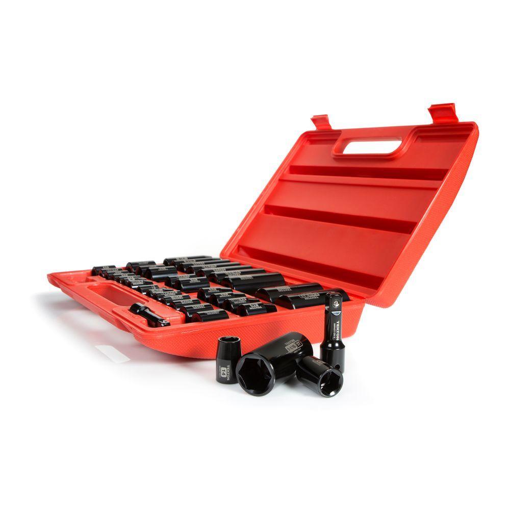 3/8 in. and 1/2 in. Drive 3/8 - 1-1/4 in., 8-32 mm 6-Point Impact Socket Set (38-Piece) - Super Arbor