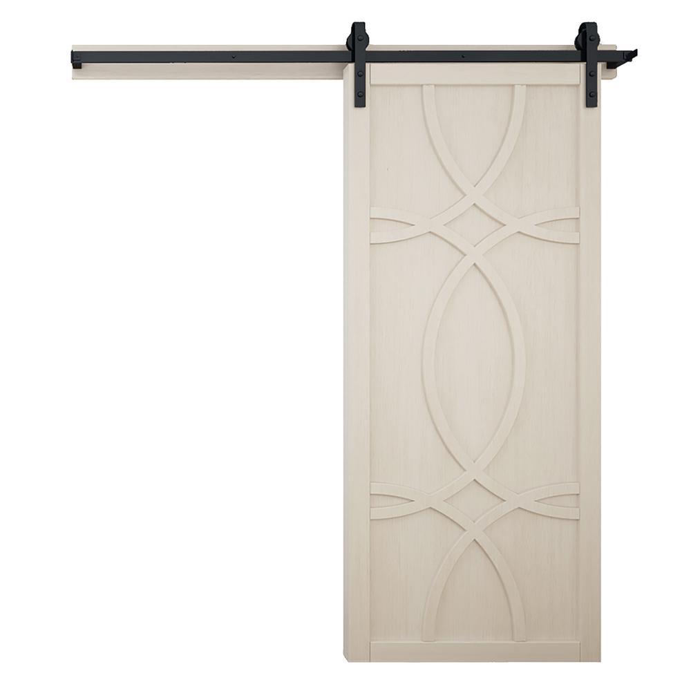 42 in. x 84 in. Hollywood Bright White Wood Sliding Barn Door with Hardware Kit - Super Arbor