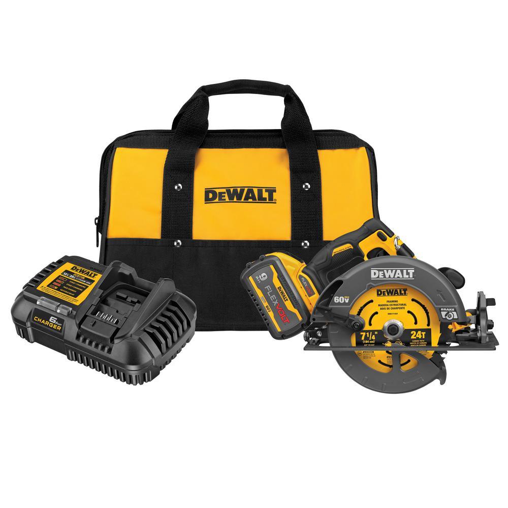 FLEXVOLT 60-Volt MAX Li-Ion Brushless 7-1/4 in. Cordless Circular Saw with 20V Cordless 1/2 in. Impact Wrench(Tool-Only) - Super Arbor