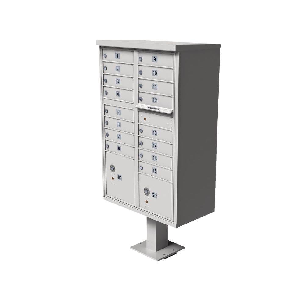 16-Mailboxes 1-Outgoing Mail Compartment 2-Parcel Lockers Pedestal Mount Cluster Box Unit - Super Arbor