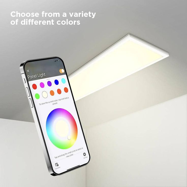 Commercial Electric 1 ft. x 4 ft. Smart Color Selectable RGBW CCT Integrated LED White Flat Panel Ceiling Flush Mount Powered by Hubspace