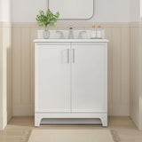 Style Selections Madix 30-in White Undermount Single Sink Bathroom Vanity with White Engineered Stone Top
