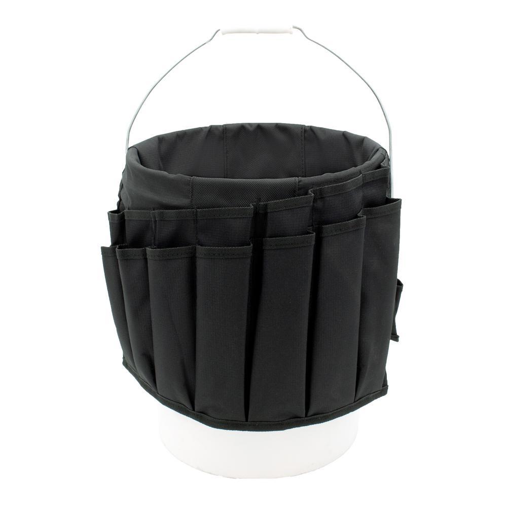 BUCKET BOSS Wrench Boss 5 Gal. Bucket Tool Organizer with 36 Pockets for Wrench Sets and Open Center Bulk Storage in Black - Super Arbor