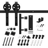5 ft./60 in. Black Steel Bent Strap Sliding Barn Door Track and Hardware Kit with 12 in. Square Pull and Flush Handle - Super Arbor